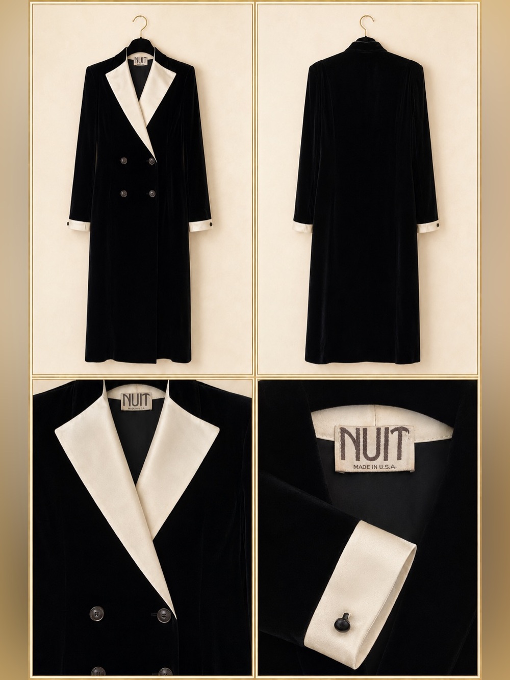 Black Ivory Formal Velvet Coat Dress Made in USA - Picture 2 of 6
